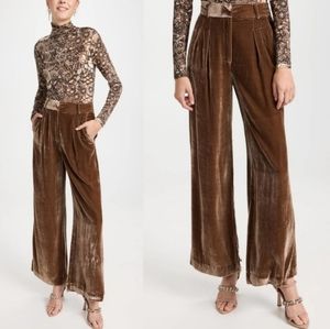 💞 NWT ULLA JOHNSON Veronica Silk Blend Velvet Wide Leg Pants Size 10